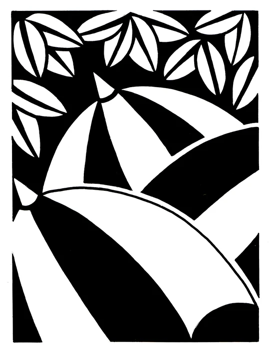 Umbrellas Available as signed giclee print, 20cm sq (no mount)