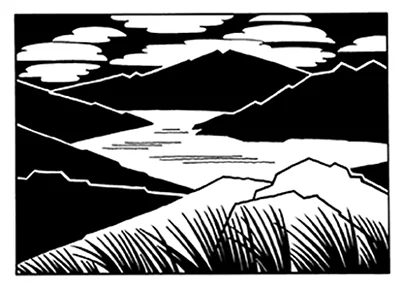In the mountains Available as signed giclee prints, 20cm sq (no mount)