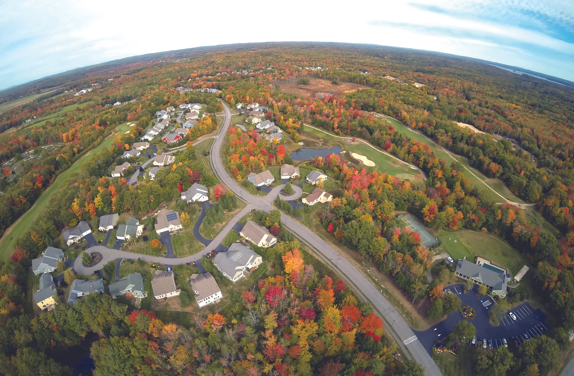 Highland Green in Topsham integrates conservation land into the community, with a third of the 635-acre campus preserved as open space. Photo courtesy of Highland Green.