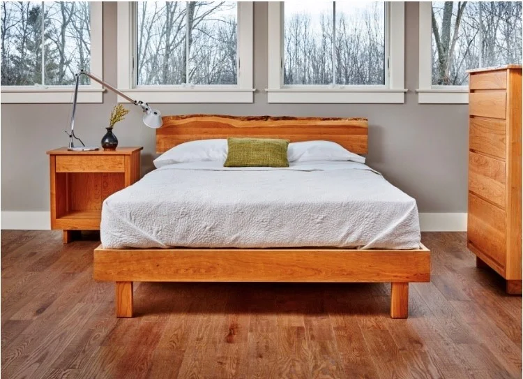Chilton's Acadia Live Edge bedroom furniture, shown here in cherry. The cherry is sourced in Maine.