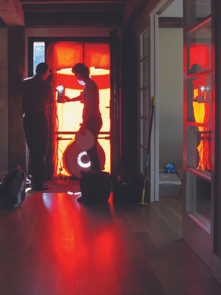 Performing a blower door test ensures the construction meets the expectations of the energy model. Photo: BrightBuilt Homes.