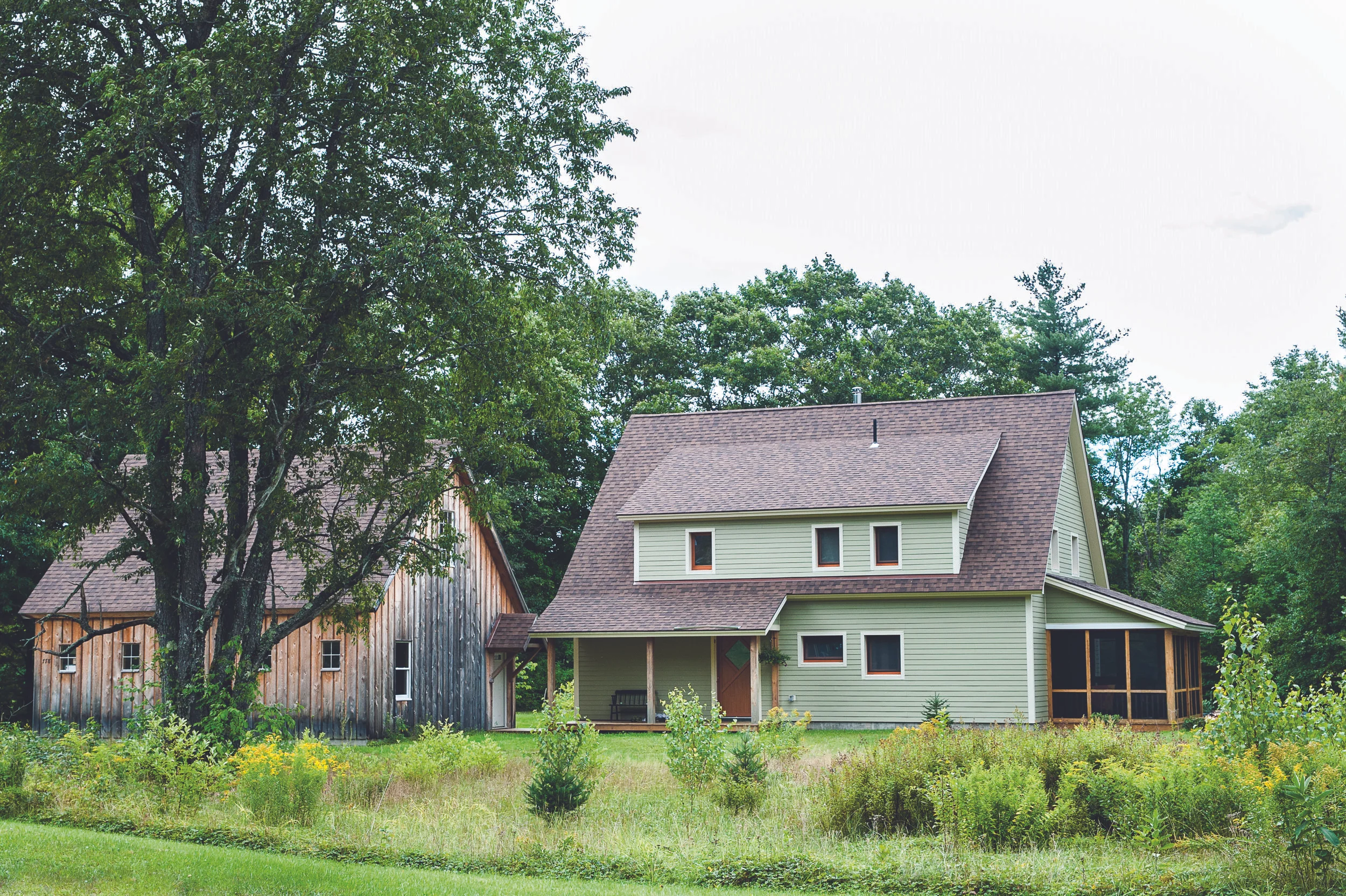 This super-insulated passive house in Newry, Maine is heated by a small wood stove and electric baseboard heating. Designed by Maine Passive House, the annual heating cost: $100. Photo: Carol Savage