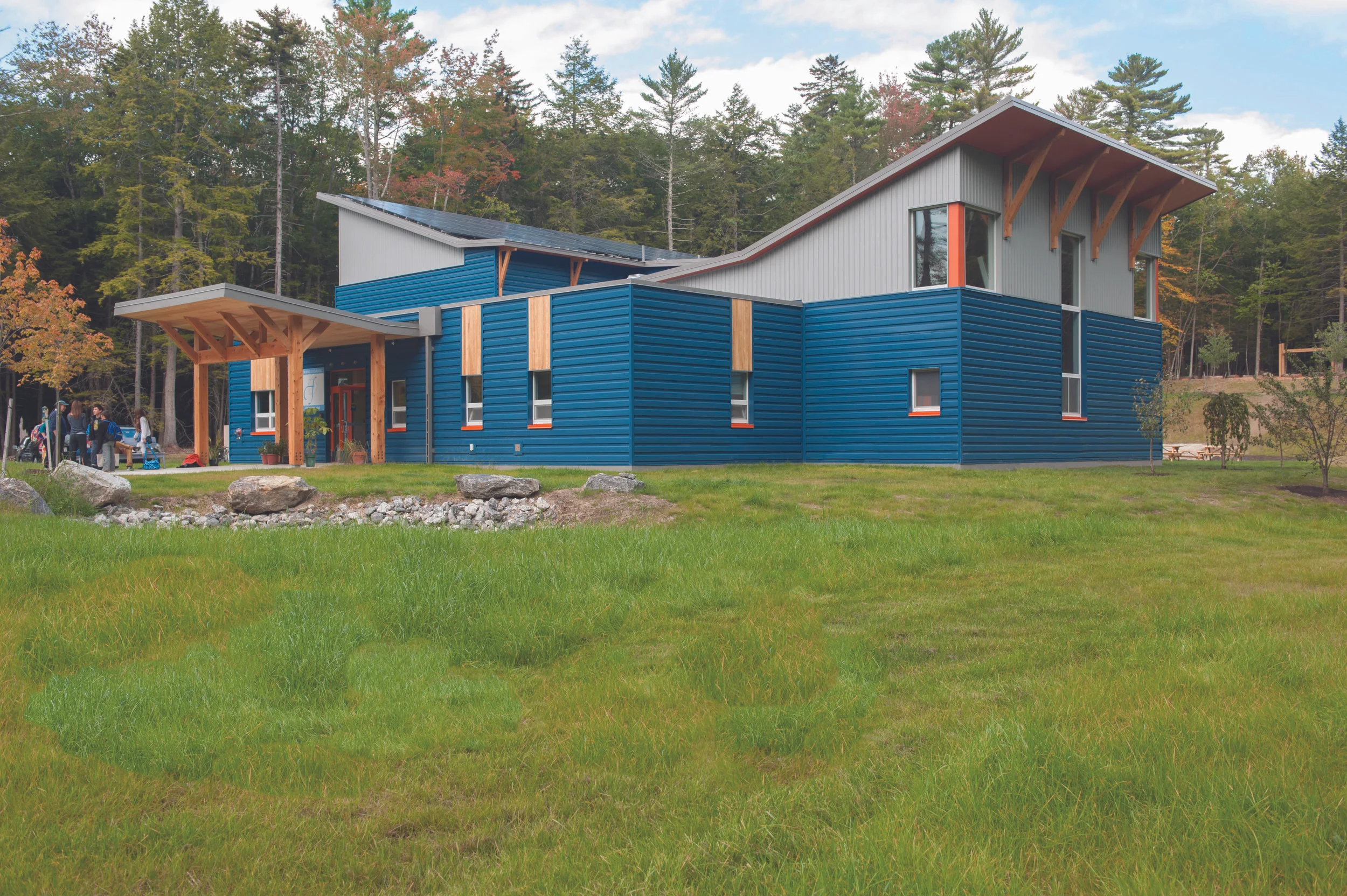 Friends School of Portland, completed in August, 2015 in Cumberland, is the first passive house school in Maine and the fourth in the country. FSP is net zero with a solar array that offsets all energy usage. Photo Naomi Beal