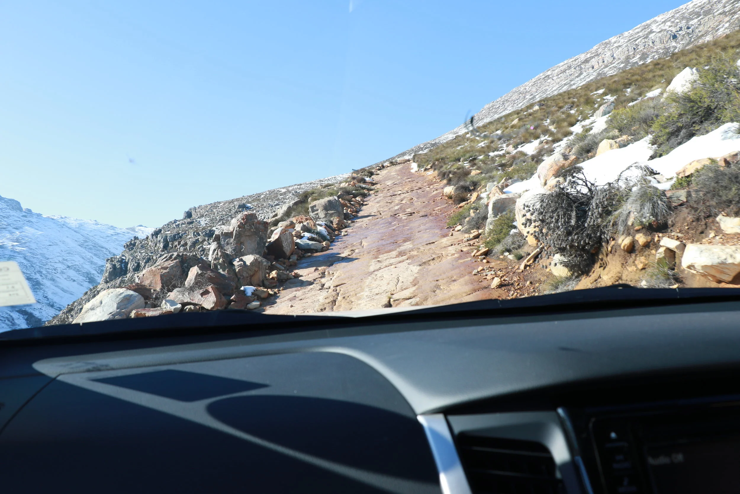  This was the first up hill section, steep incline on solid rock also slanting side ways…. If we could I would of turned back at this stage. But the car handled it well in low 4x4 mode. 