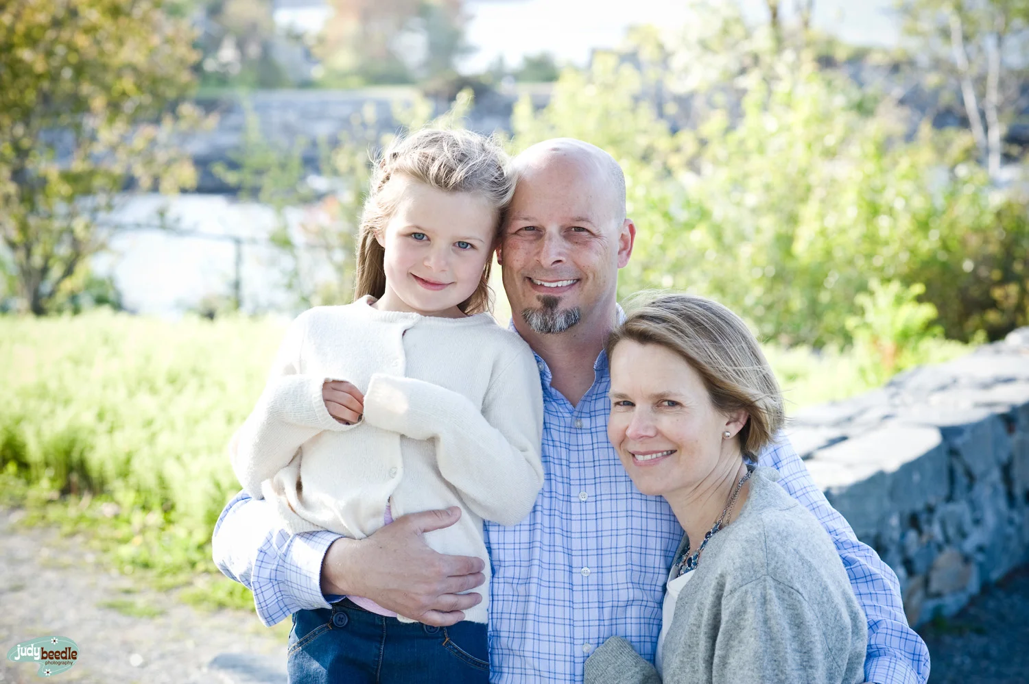 Tessa and her parents. Fort Williams, Cape Elizabeth, Maine.
