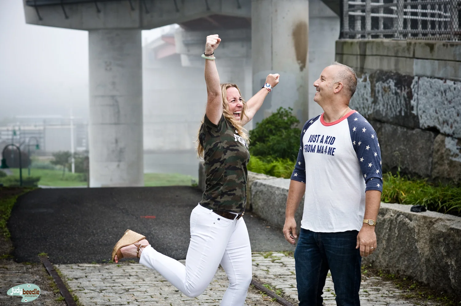 We had only a tiny amount of fun photographing in the fog, under a bridge..