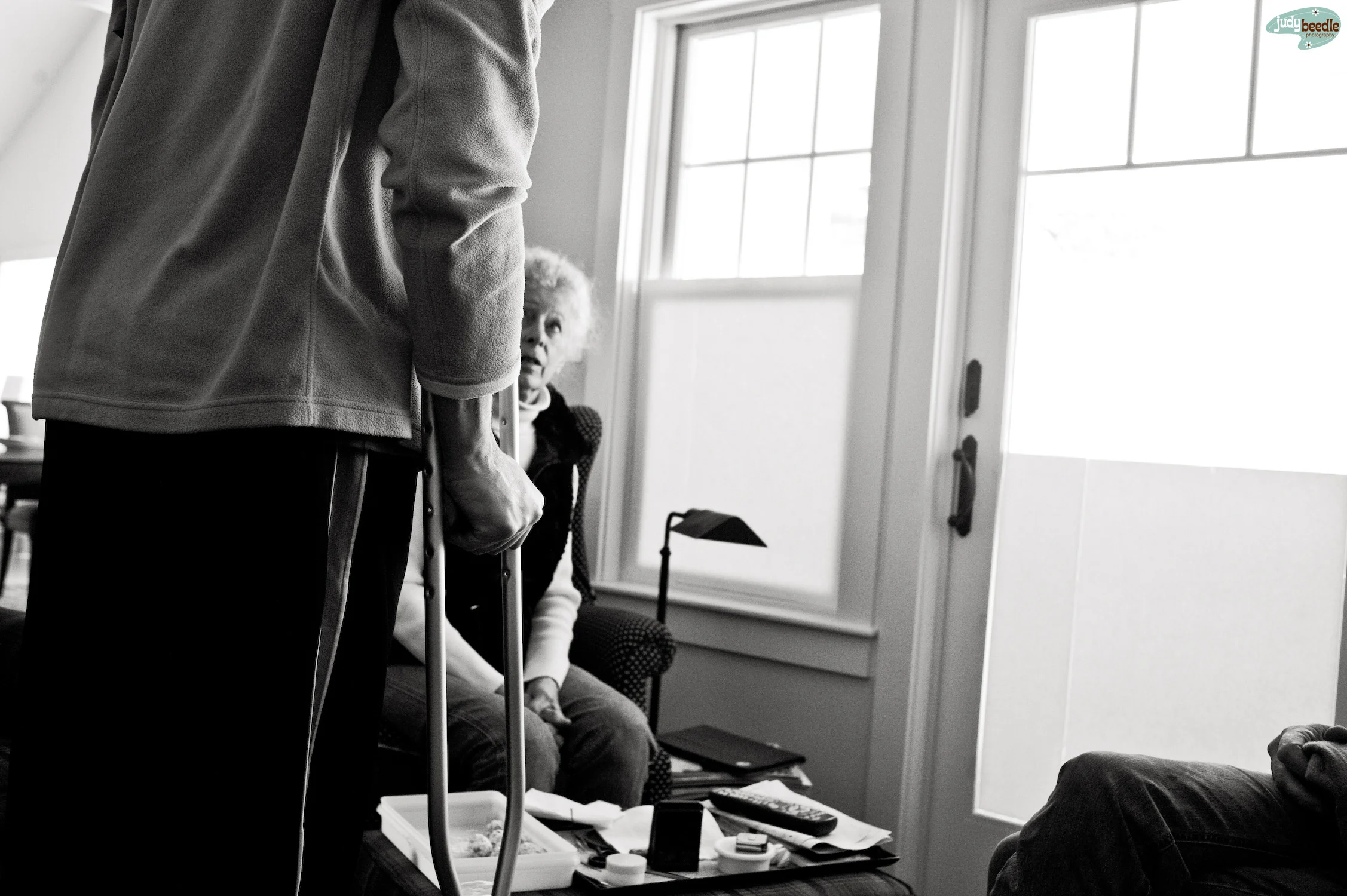 3/9 Brother in law broke his leg. Last time we saw him he was recovering in the hospital. Progress!