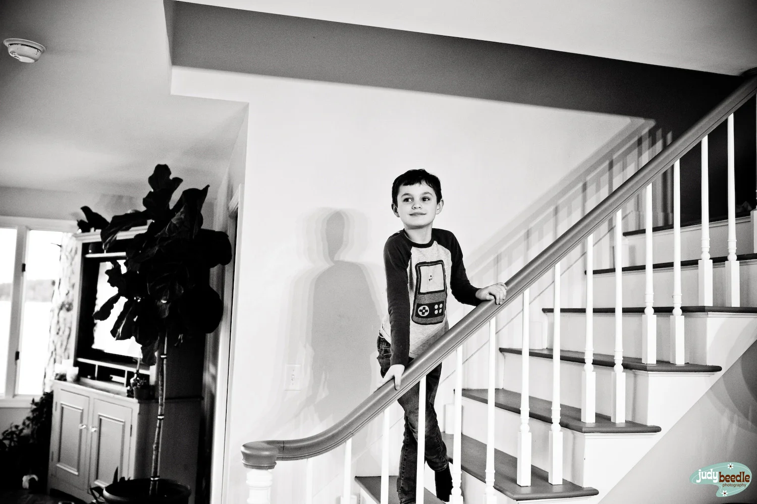 Sawyer wants to show me his fort upstairs.