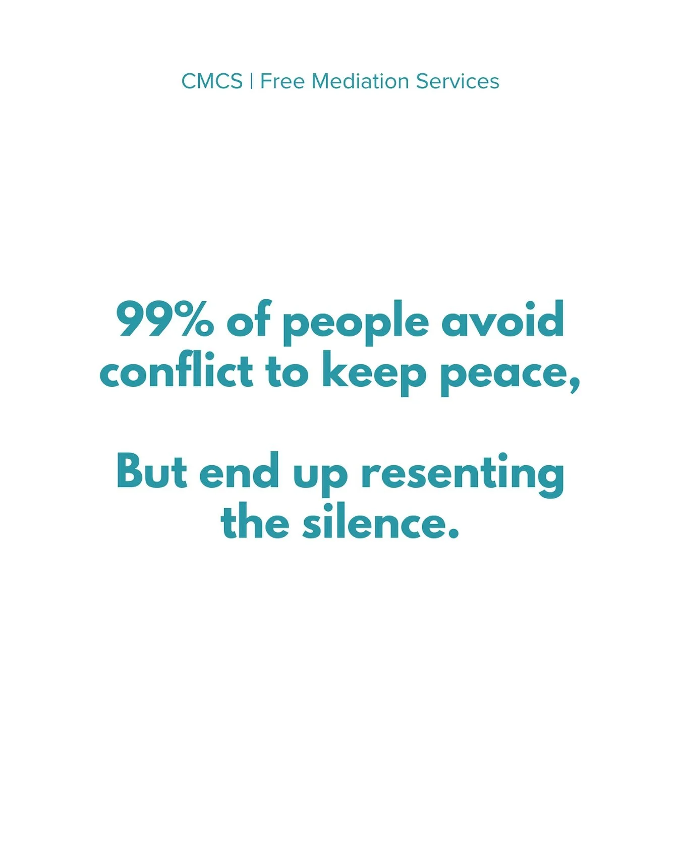 Most of us were taught to keep the peace by staying quiet.

But avoiding conflict doesn&rsquo;t protect peace. It just buries any possibility of resolution. 

When things go unspoken, resentment grows for everyone. And the longer it sits, the harder 