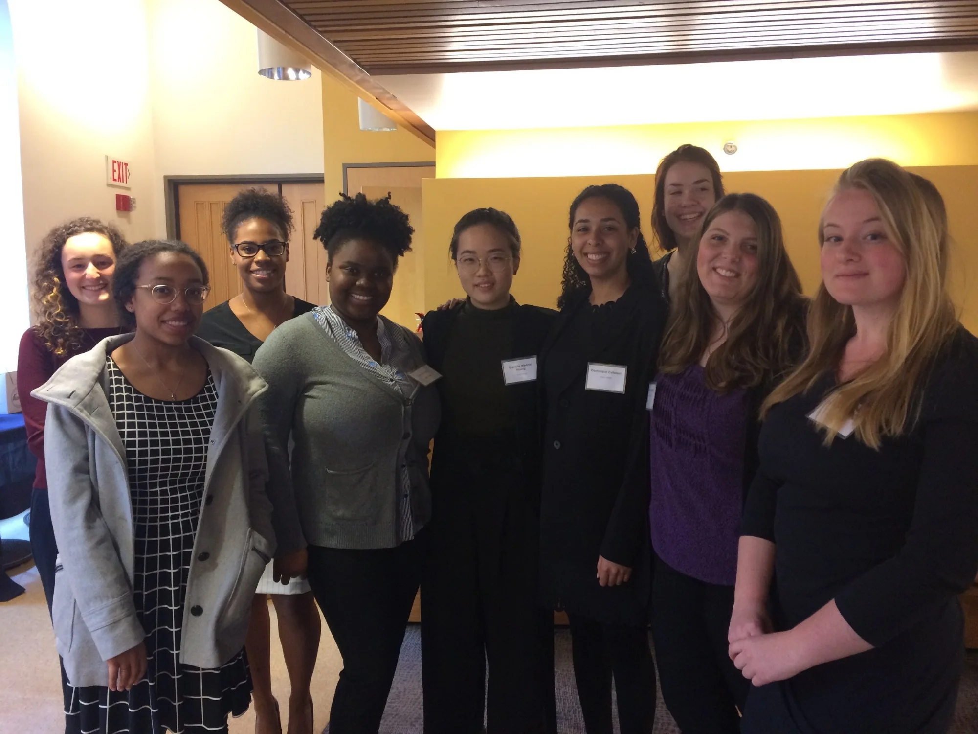 Front row (left to right): Joarvi Edwards, Sasha Shrouder, Karina Huang '18. Dominique Callahan '18, Sarah Leandro, McKenna Hendrickson Back row left to right): Maise Smith, Lauren Tinglin, Callie Slevin