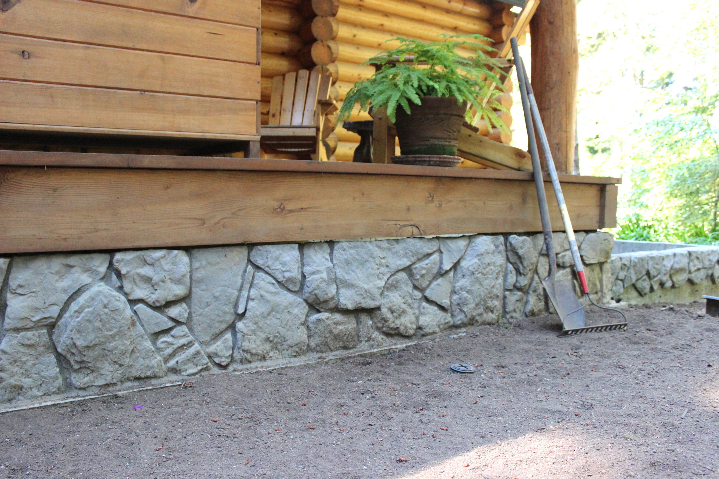 Log Bathroom Addition and Stonework