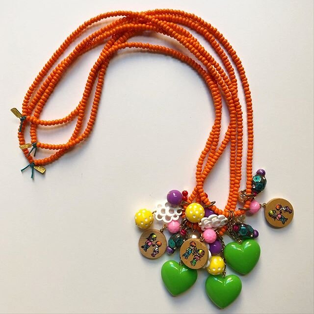 We have recently been creating some new jewelry which is made with an assortment of treasures from over twenty years of collecting from our favorite trim and bead shops in nyc who have unfortunately all closed within the last five-ten years. We miss 