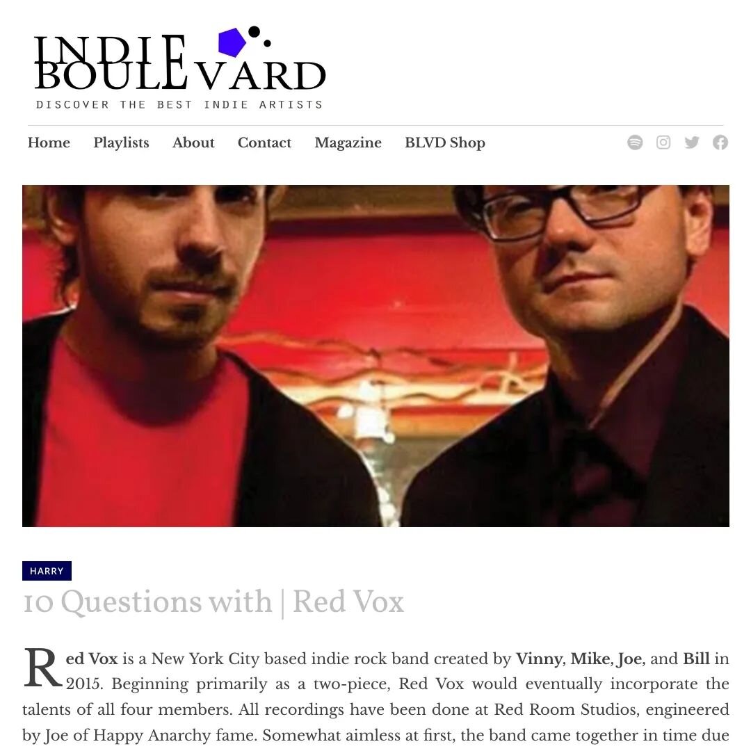 Thanks to @indieboulevard for doing an interview with NYC rock group @redvoxband with Vinny of Vinesauce their latest &quot;Forgetter&quot; is up now on YouTube 👽