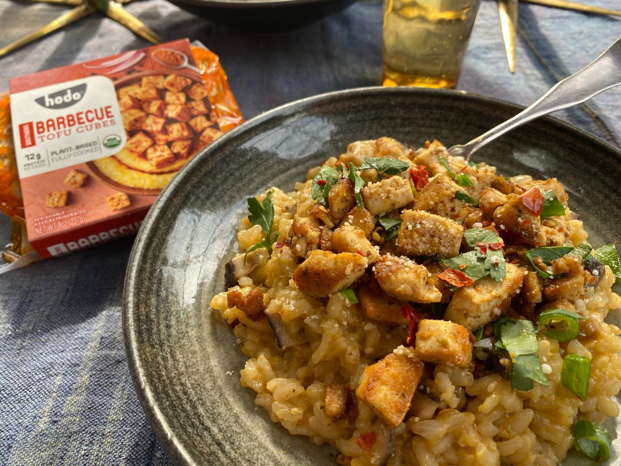 Shiitake &amp; Hodo BBQ Cubes Risotto  