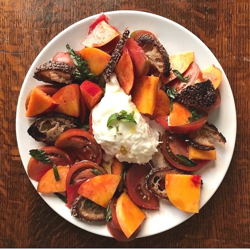 Summer Peach Burrata Caprese with Harissa