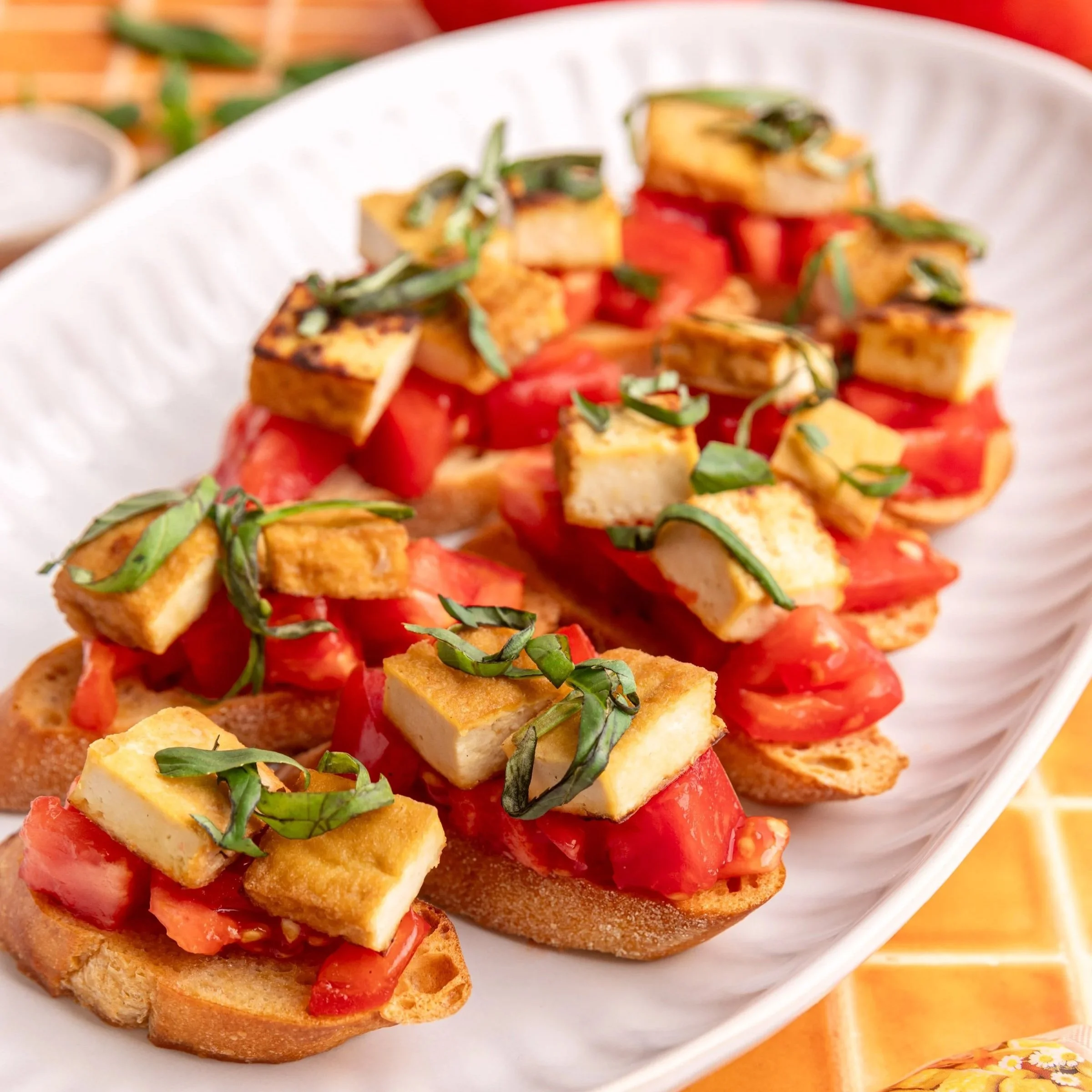Tomato &amp; Turmeric Tofu Bruschetta