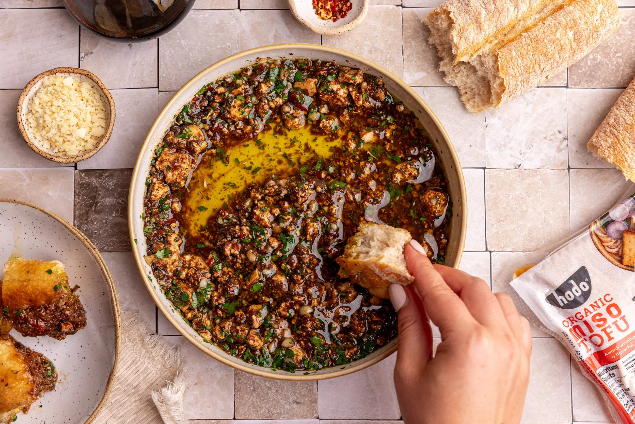 Viral Bread Dip with Tofu Feta