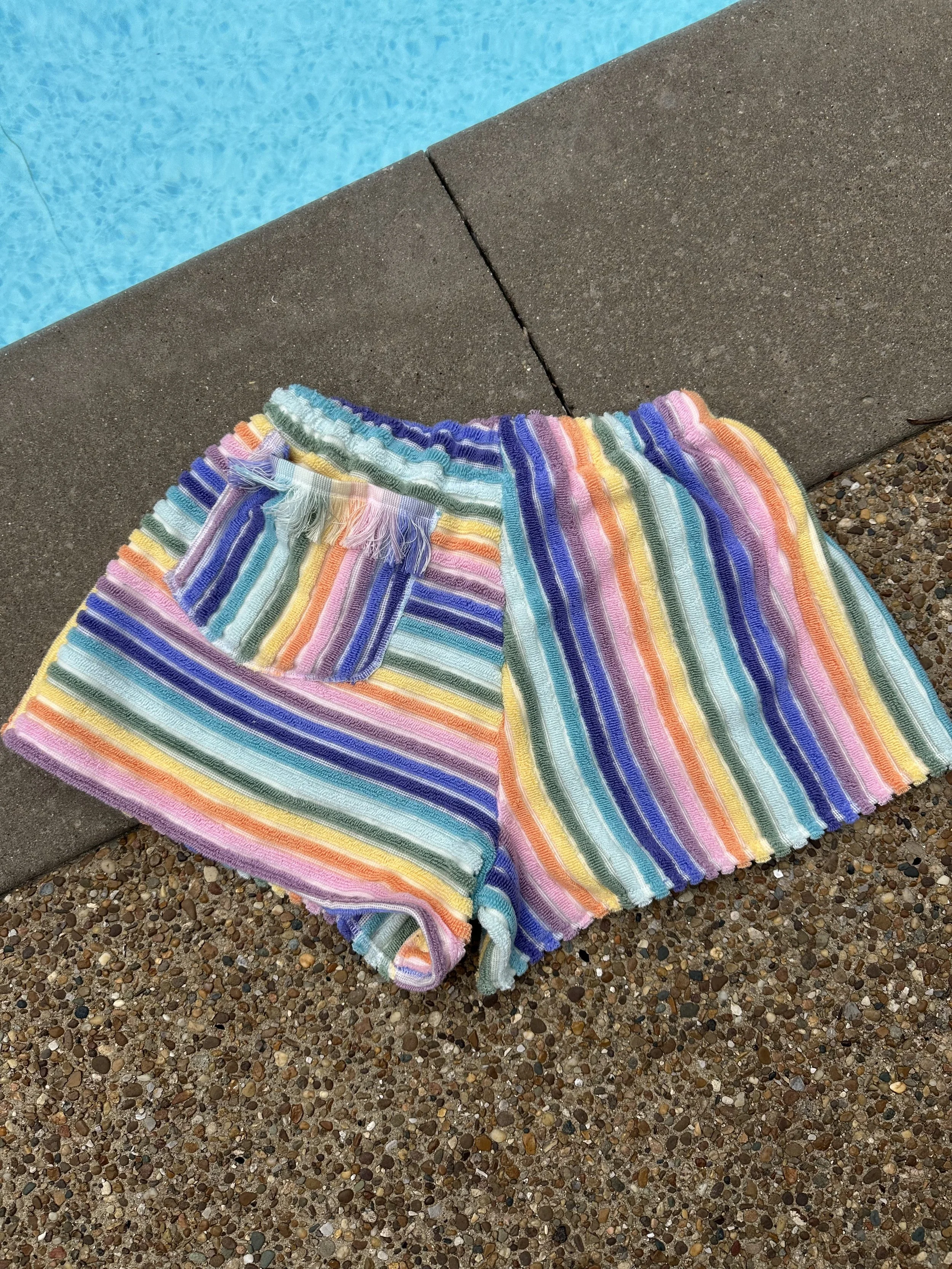rainbow striped shorts - size small