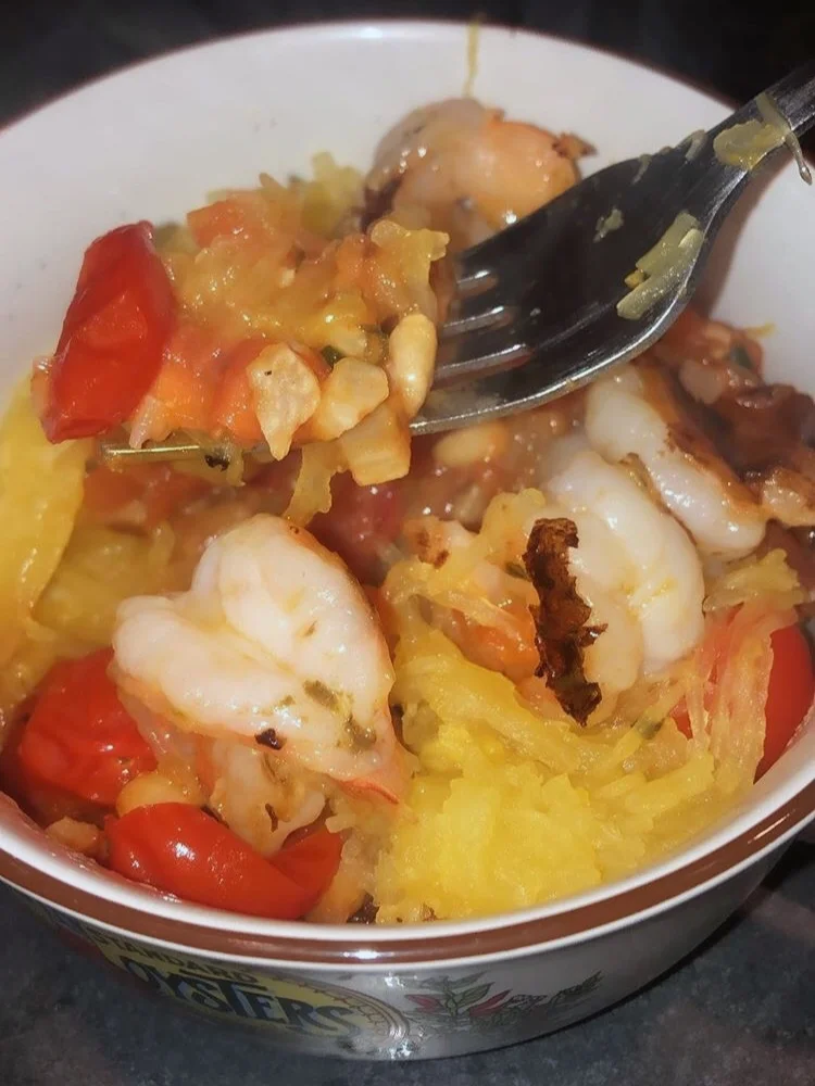 Spaghetti Squash with Tomatoes and Shrimp