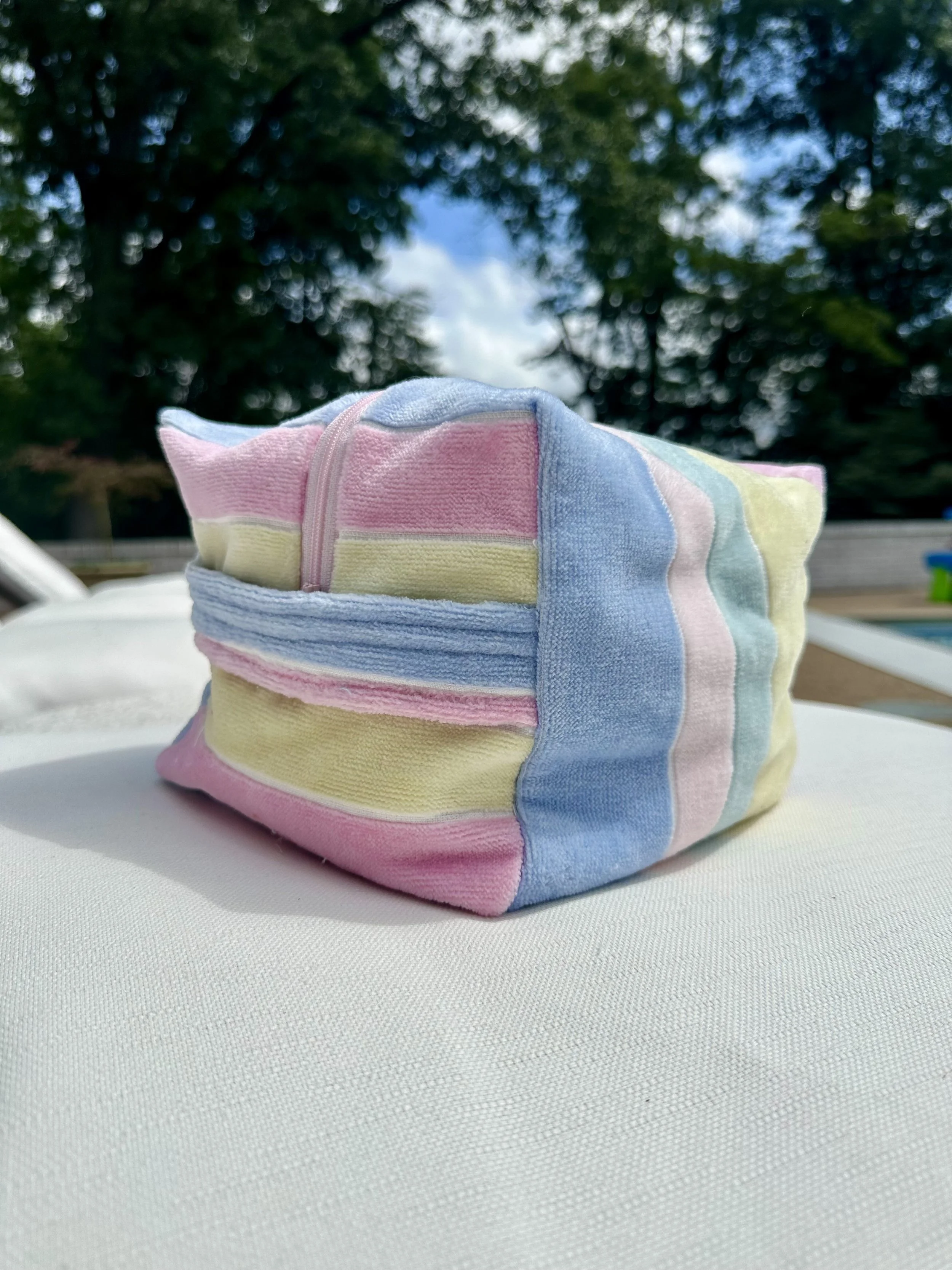 pastel striped towel - large pouch