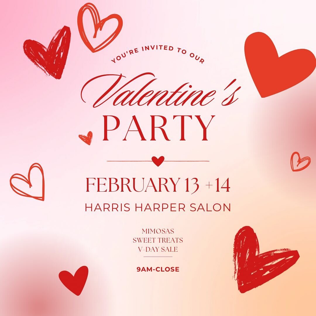 Love is in the hair! 💕🎀✨ Join us for a Valentine&rsquo;s Day party at @harrisharpersalon 💕✨ Enjoy 10% off our most ❤️LOVED❤️ products, sweet treats and bubbly mimosas &ndash; because you AND your locks deserve some love! ✨💕 

OUR MOST LOVED THIS 