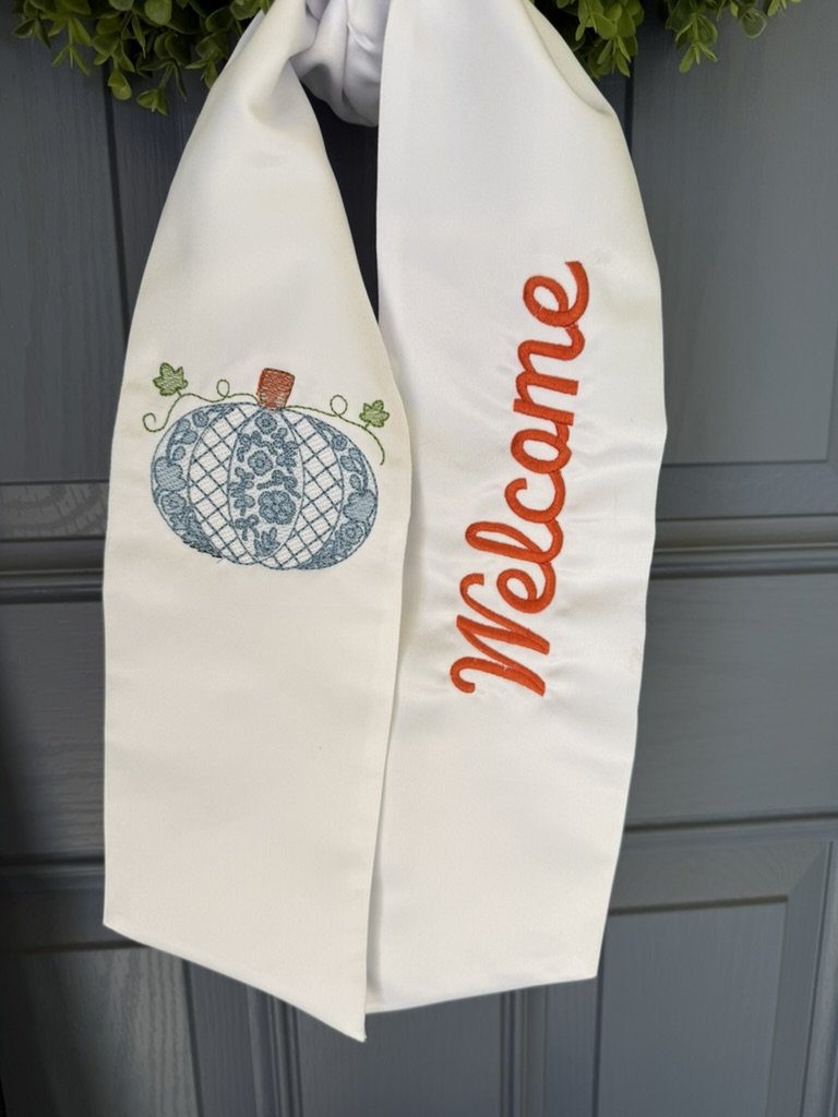 Custom Embroidered Wreath Sash