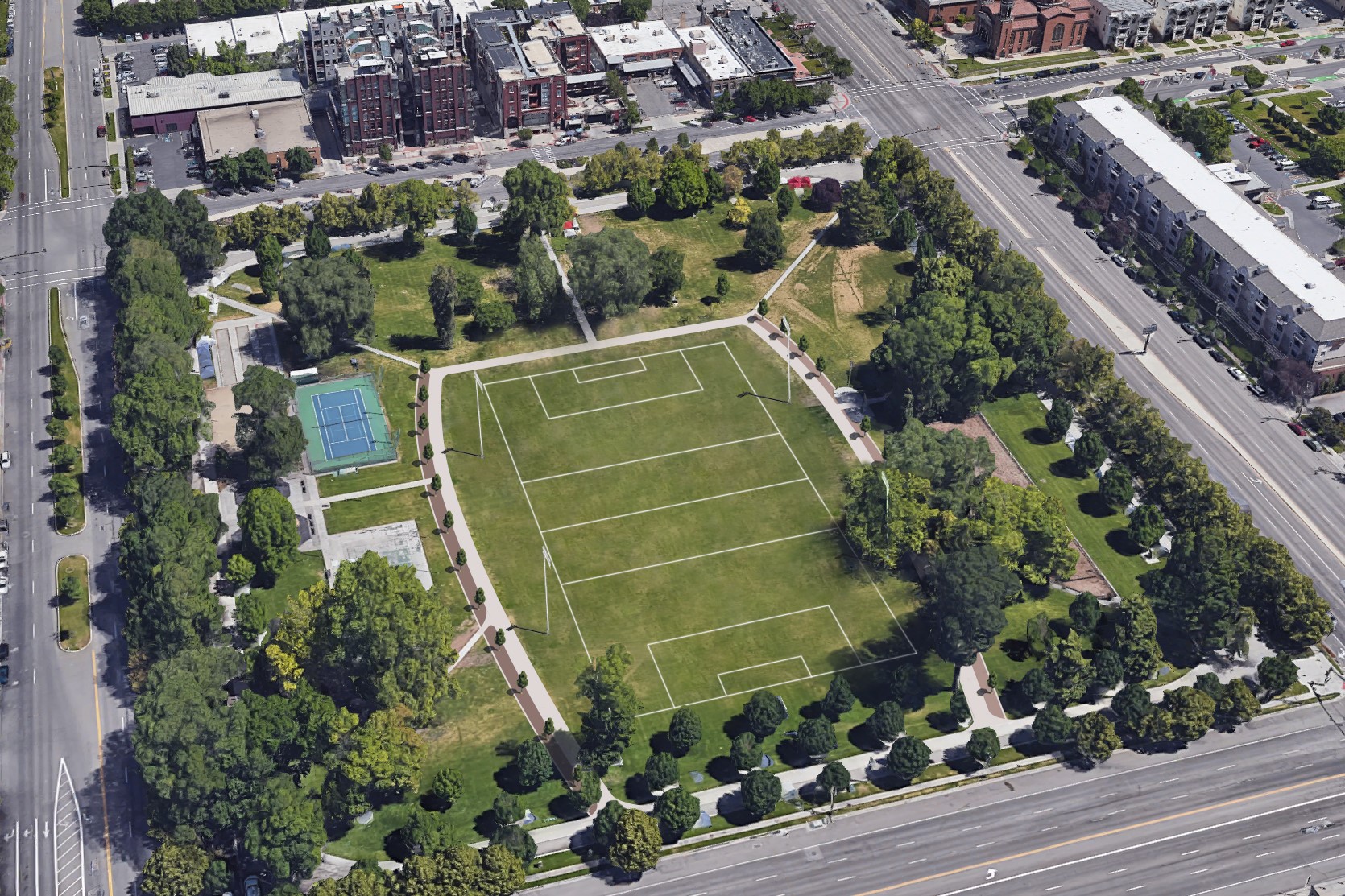 This is an unofficial rendering of the Great Lawn, which is expected to be completed and opened in Spring 2019. Designed by PPC member and local resident Mike Hatch.