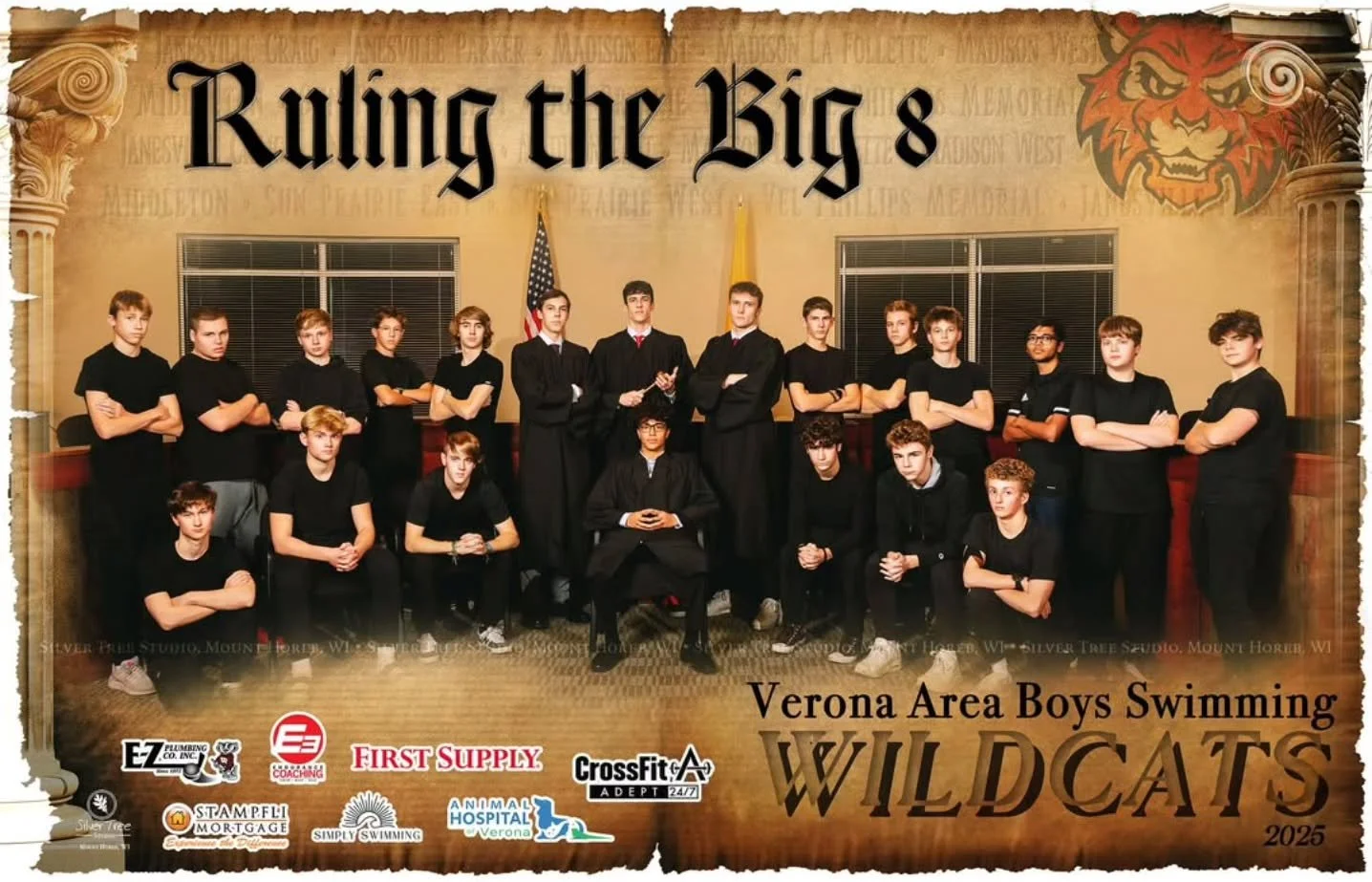 🖤🧡 RULING THE BIG 8 🧡🖤 

The Wildcats are here, focused, and Ruling the Big 8. 🔥 From the pool to the podium, ready to dominate. 

Let's go cats!!! 🐾

#wildcats #RulingTheBig8 #SilverTreeStudio #boysswim #veronawi veronawildcats