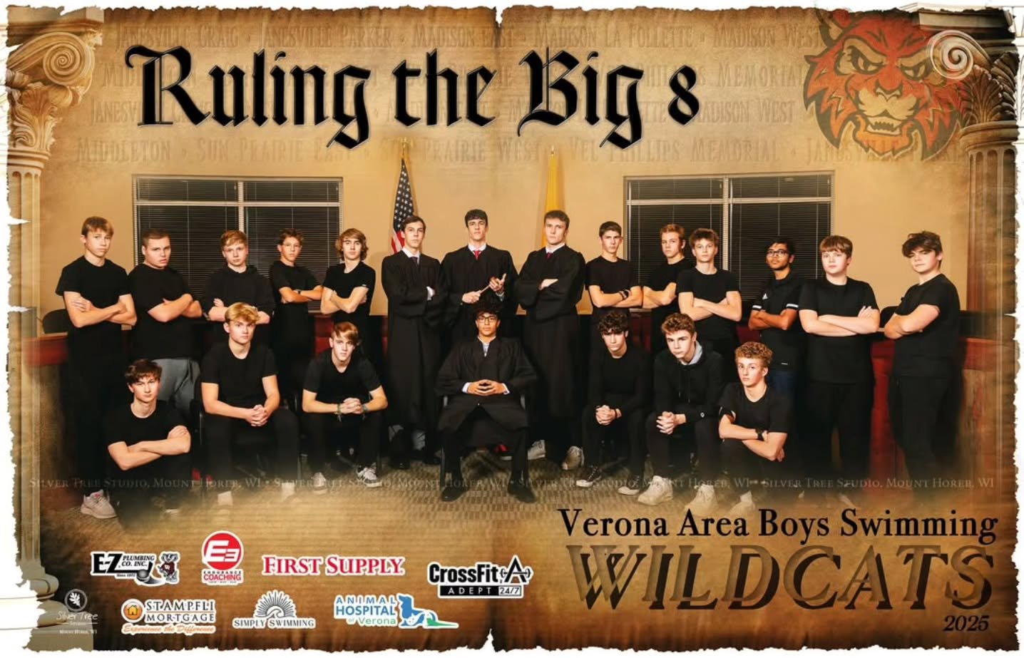 🖤🧡 RULING THE BIG 8 🧡🖤 

The Wildcats are here, focused, and Ruling the Big 8. 🔥 From the pool to the podium, ready to dominate. 

Let's go cats!!! 🐾

#wildcats #RulingTheBig8 #SilverTreeStudio #boysswim #veronawi veronawildcats