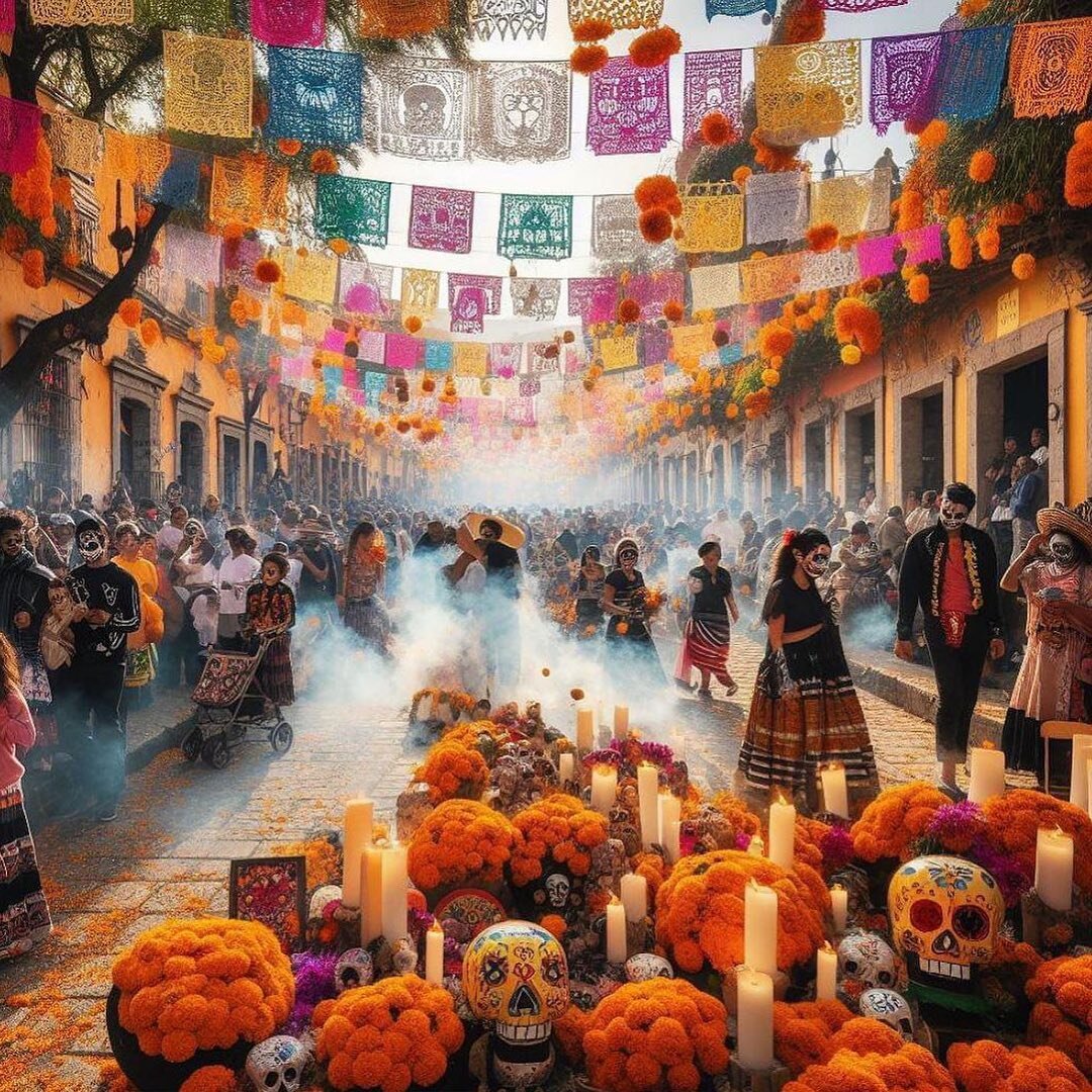 On D&iacute;a de los Muertos, we honour our loved ones with more than just a fiesta. 
It's a heartfelt commemoration, a celebration of memories, and a tribute to our ancestors. 
With food, music, and flowers, we invite them back for one more night, t
