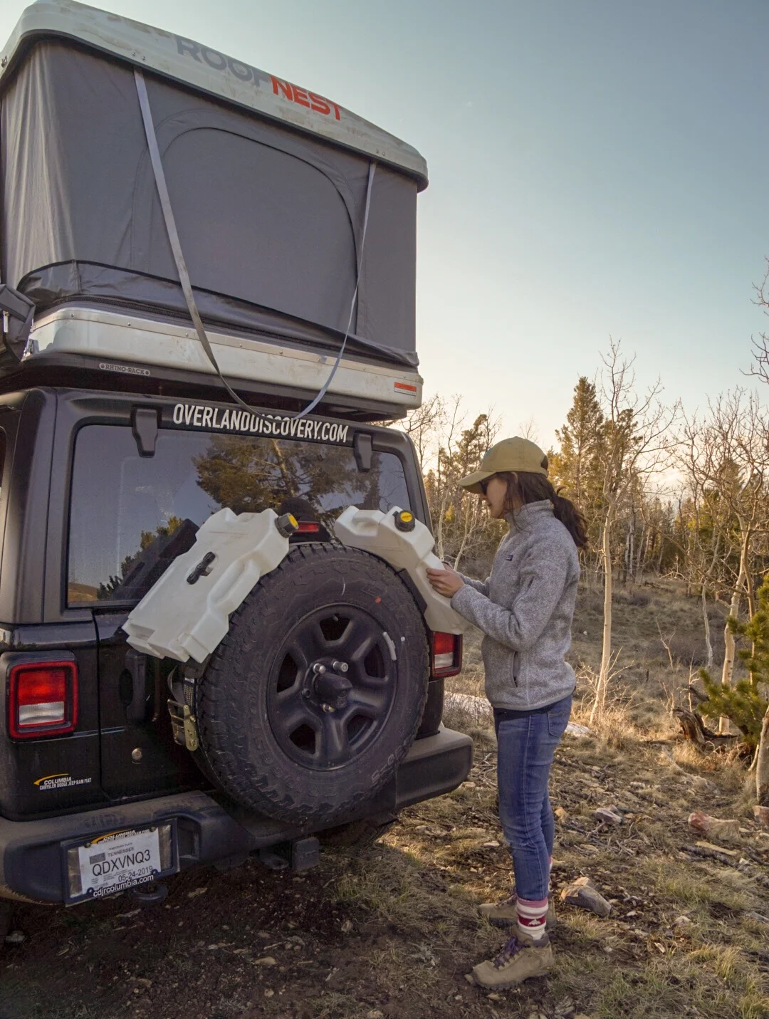 Jeep Wrangler Sport with Rotopax water storage containers