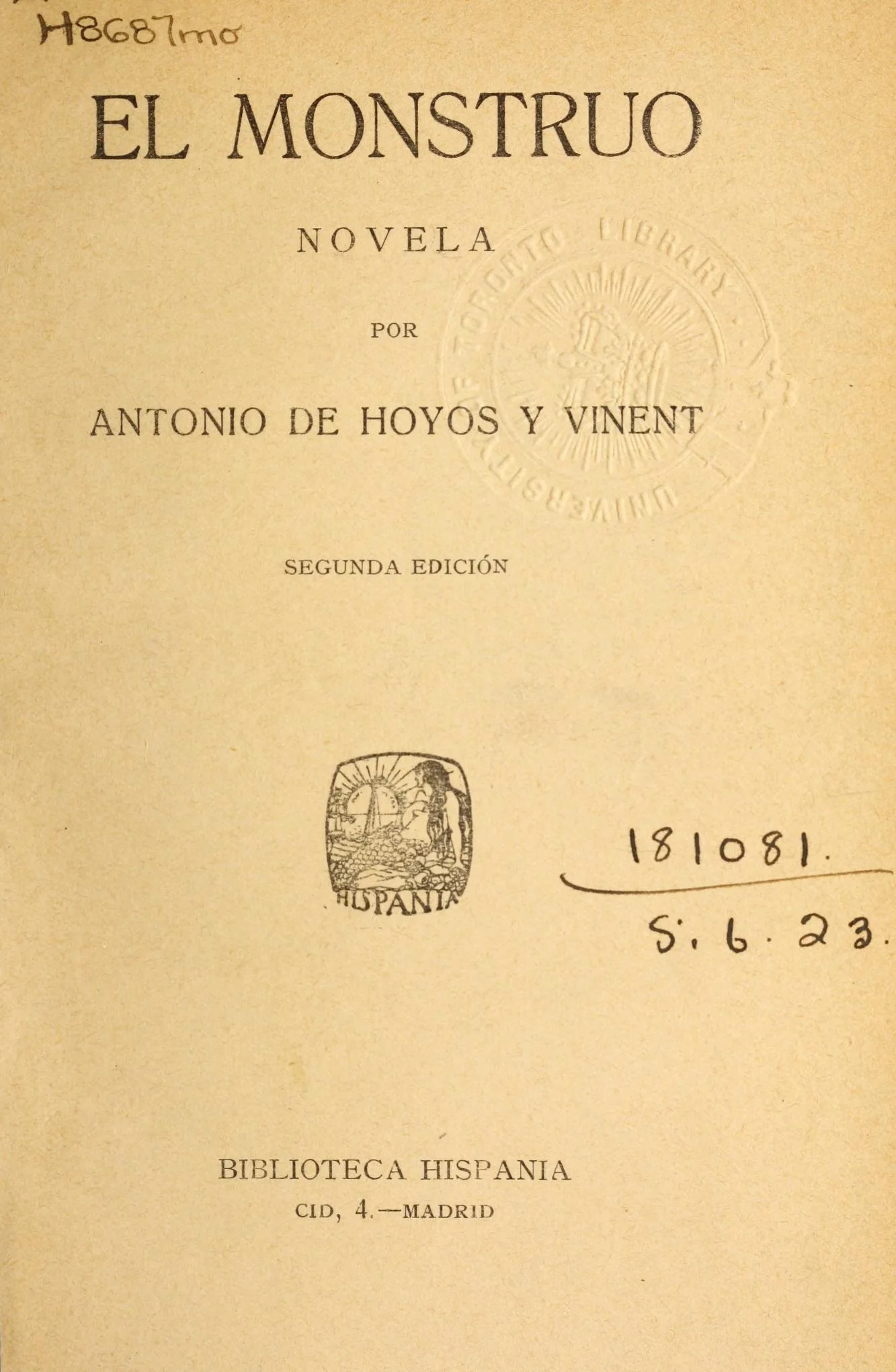 Title page to a library copy of the second edition as scanned at archive.org