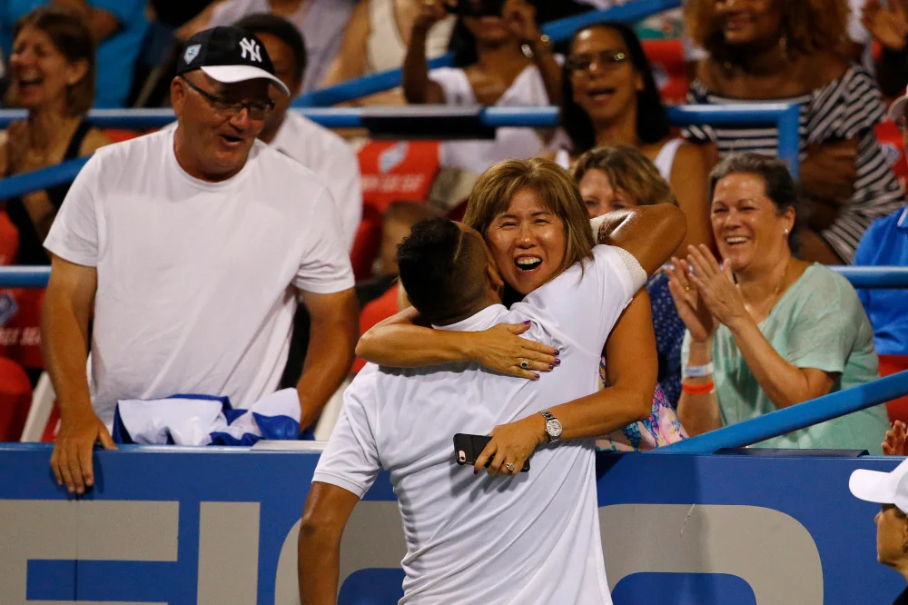 Nick thanks a spectator for telling him where to serve on Match Point