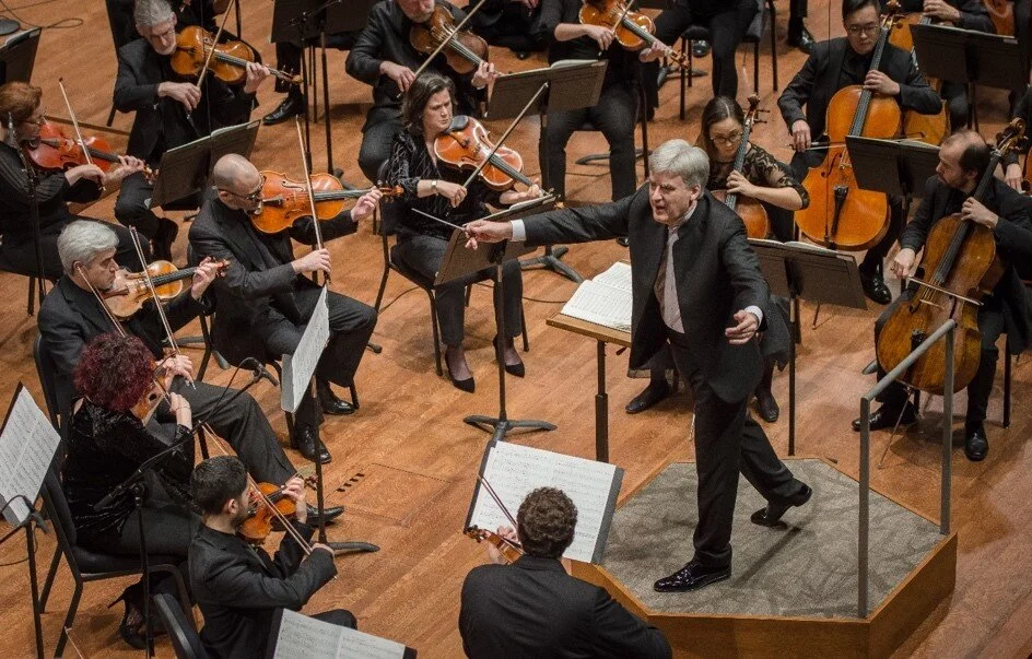 Music Director Thomas Dausgaard leading the Seattle Symphony in a performance of Carl Nielsen’s Symphony No. 1 on January 30, 2020 at Benaroya Hall. Photo by Carlin Ma