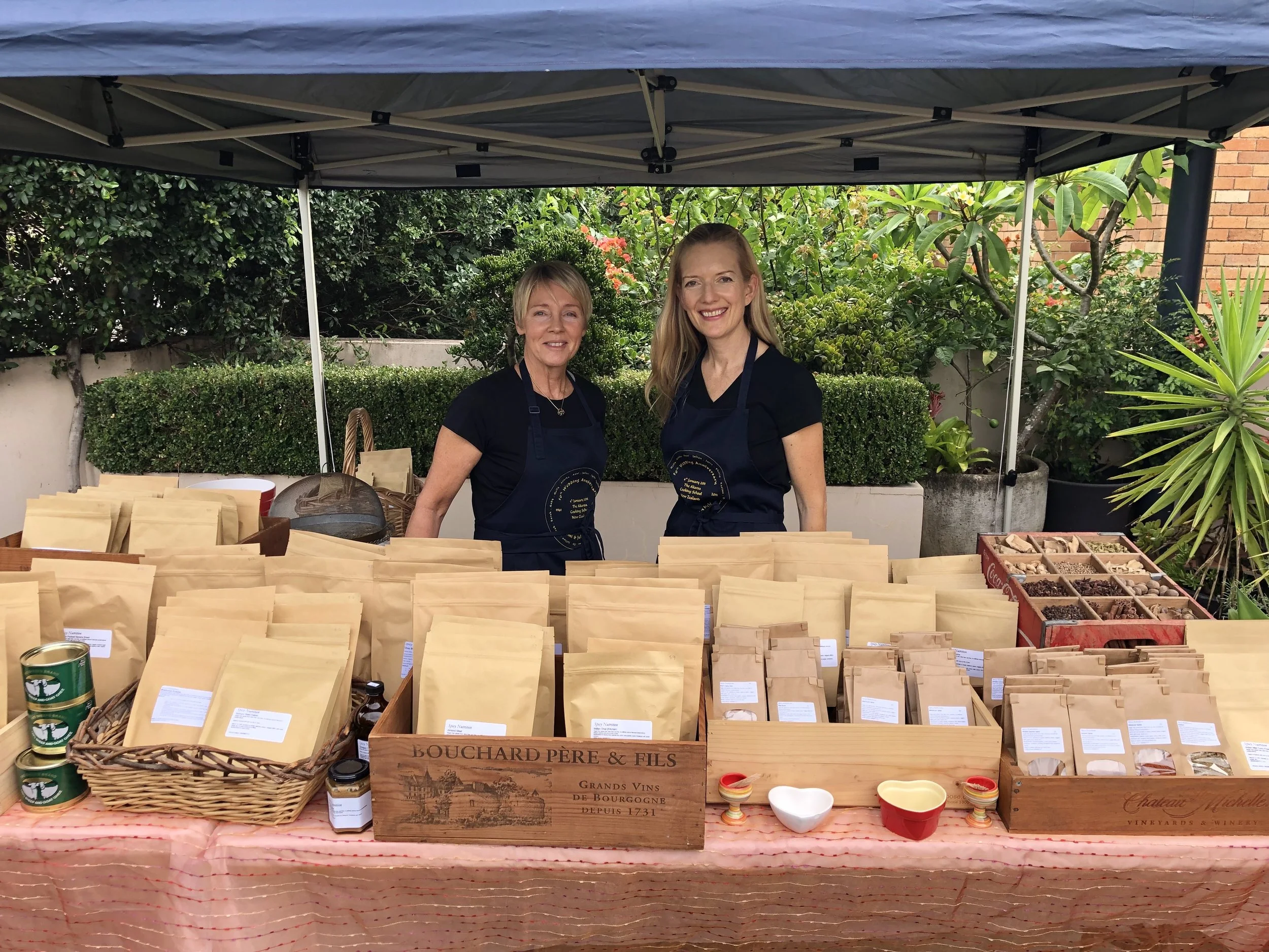 When she’s not out travelling the world and swimming in the ocean - Sara Millikin (left) works as a Nutritionist, runs healthy cooking classes and also has her own range of spice mixes. Pictured here with her business partner Simone.
