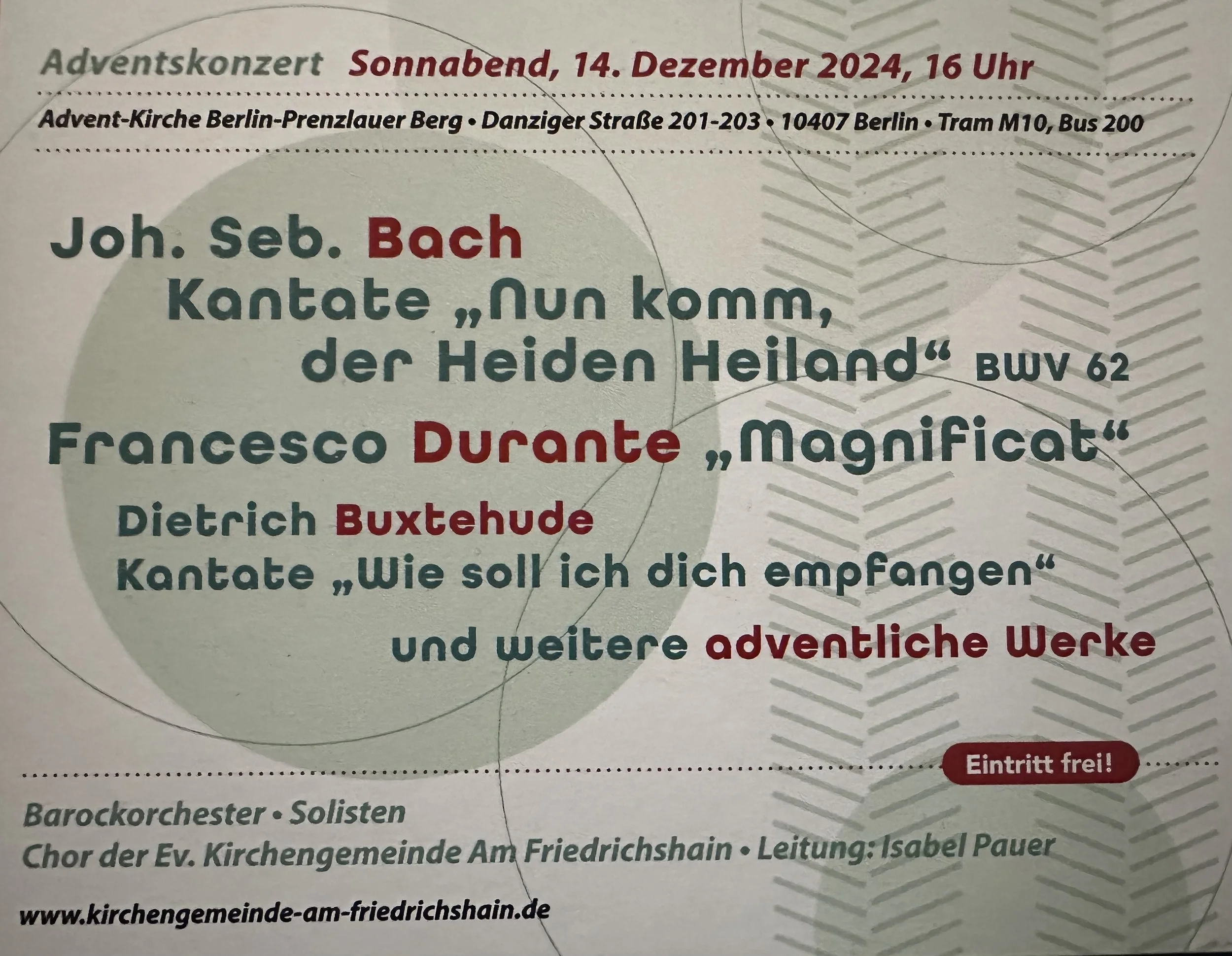 Adventskonzert - Bach Kantate BMV 62, Durante "Magnificat"