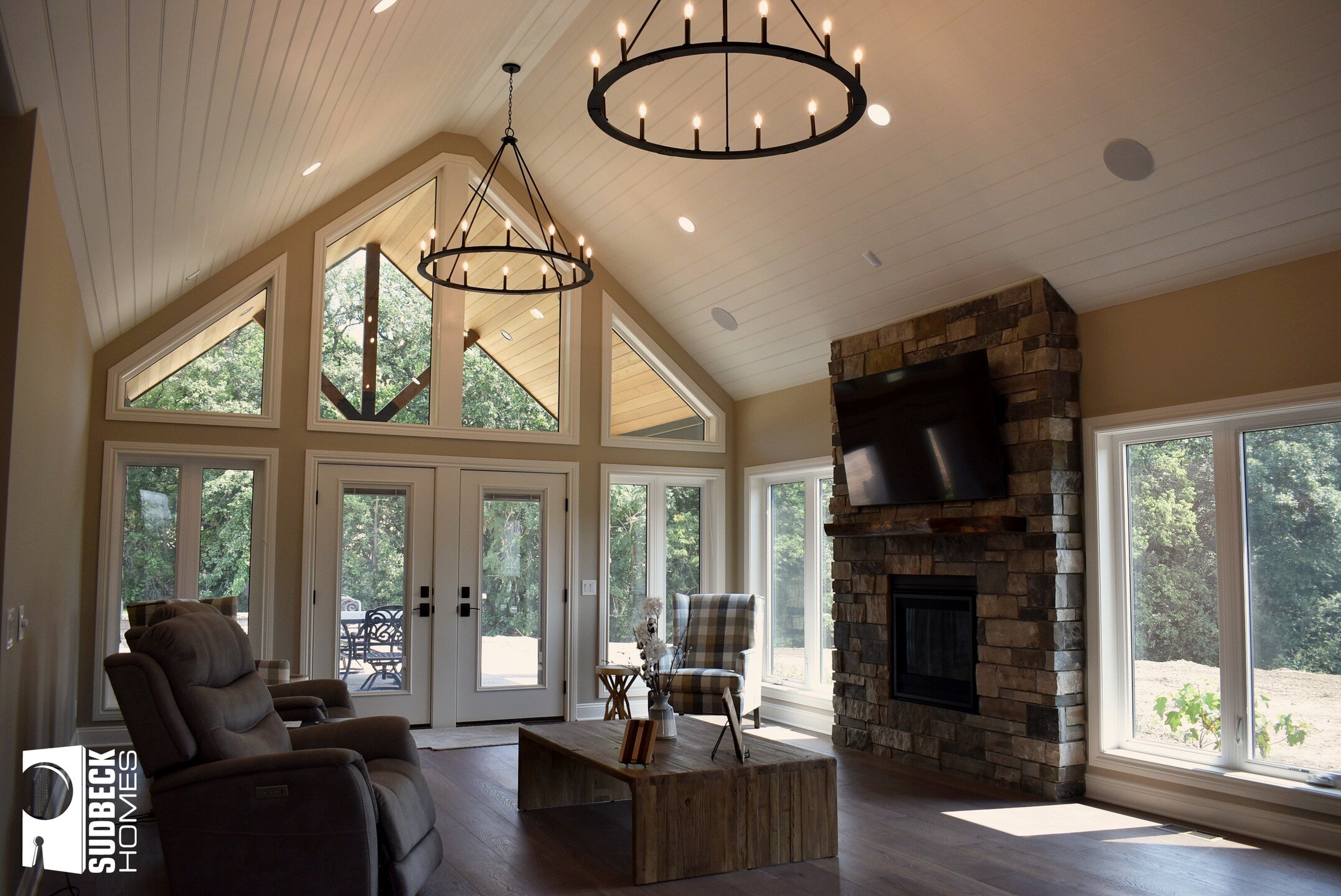 One of our favorites! This custom mountain style home is just stunning! Vaulted ceilings, incredible light fixtures, and breathtaking craftsmanship in the kitchen! This house just continuously catches your eye!

For more custom options, contact us th