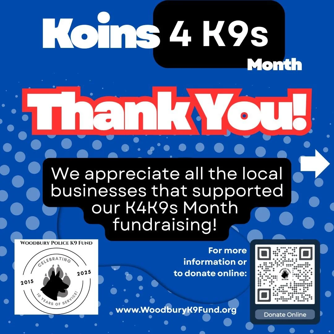 Thank you to all our Koins 4 K9s sponsors this year! We appreciate you hosting a giving box/sign and encouraging your patrons to support us. You are OUR heroes! 🤩🐾🥳

🌟HAPPY NEW YEAR!! 🌟

#k9fund #k4k9s #k4k9smonth #thankyouforyoursupport 

@3rda