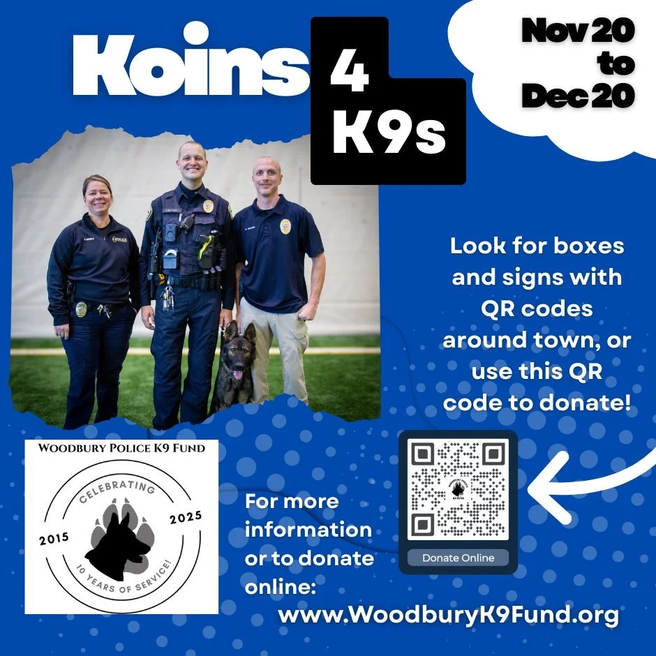 It's Giving Tuesday!  Interestingly, it always falls within our Koins 4 K9s Month! 🐾🤩

We are extremely grateful to those who have given in the past and who are giving today. Everything you donate to the @woodburypolicek9fund supports the work of o