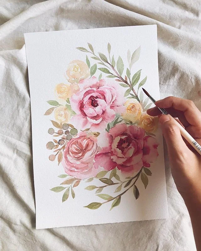 .
Did some peony painting over the weekend. 
Slow down our day and take time to observes patels. Interestingly they look complicated and slightly dark from the inside but can&rsquo;t help to be attracted by the sophisticated look from the outside. Of