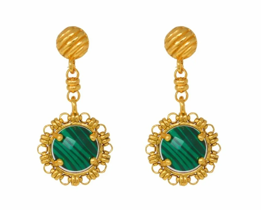 Gemma Earrings with Malachite