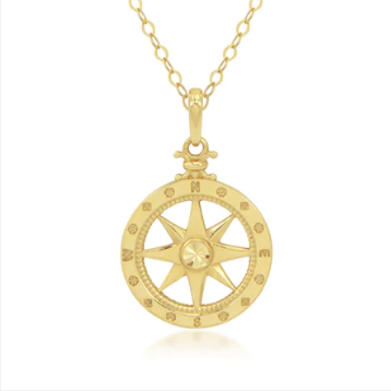 14k Gold Compass Pendant