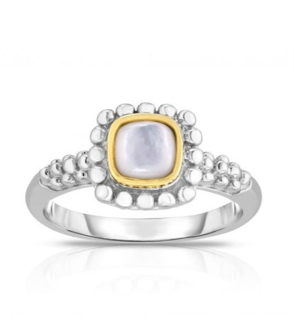 Sterling Silver &amp; 18k Gold Mother of Pearl Ring