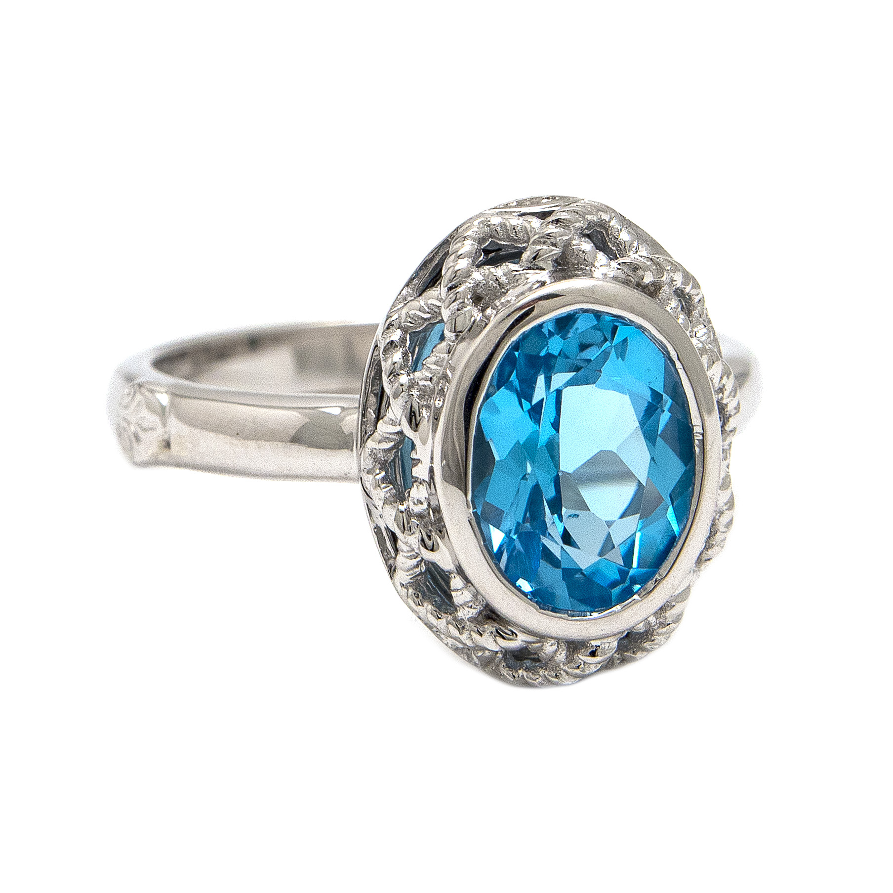 Sterling Silver &amp; blue topaz ring