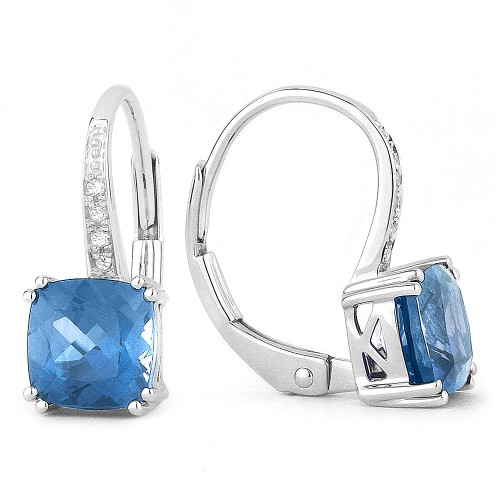 Blue topaz &amp; diamond accent earrings