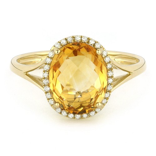 Citrine and diamond ring