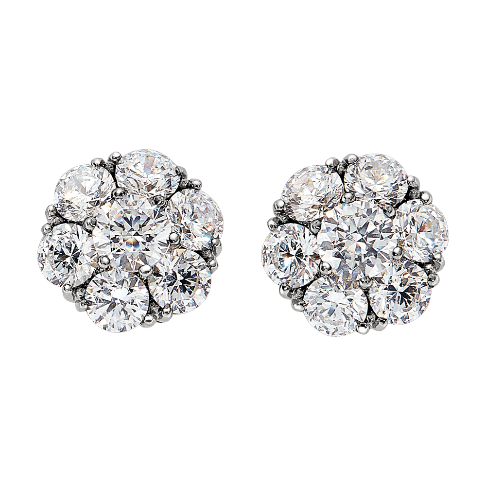 18k white gold cluster earrings 2.60tw diamonds