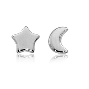 Sterling Silver Star and Moon Earrings