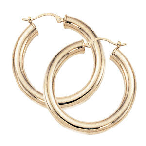 14k yellow gold tube hoop