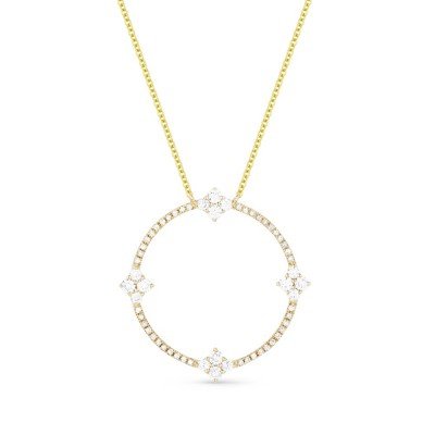 14k yellow gold diamond circle pendant #160-365